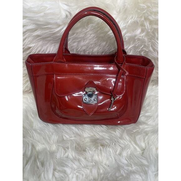 Furla Red Patent Leather Hand Bag / Tote /‎ Purse